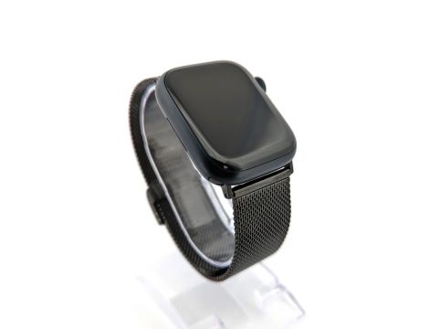 Pasek Opaska Bransoleta Mesh Metalowa z klamrą Czarny do Apple Watch 3 4 5 6 7 8 9 SE 38/40/41mm - 2